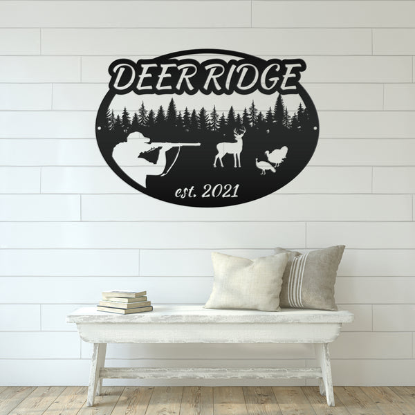 Custom Deer and Turkey Hunting Scenery Sign, Deer Sign for Shop, Hunting Metal Sign for Garage-Mancave,Fathers Day Gift, Gift for Grandpa, Deer Scene Wall Decor