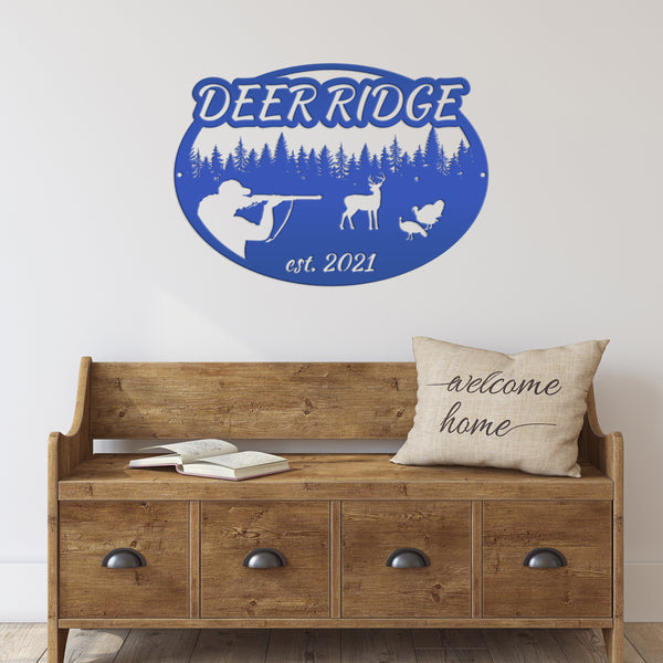 Custom Deer and Turkey Hunting Scenery Sign, Deer Sign for Shop, Hunting Metal Sign for Garage-Mancave,Fathers Day Gift, Gift for Grandpa, Deer Scene Wall Decor