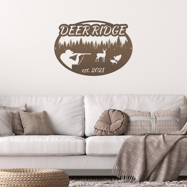 Custom Deer and Turkey Hunting Scenery Sign, Deer Sign for Shop, Hunting Metal Sign for Garage-Mancave,Fathers Day Gift, Gift for Grandpa, Deer Scene Wall Decor