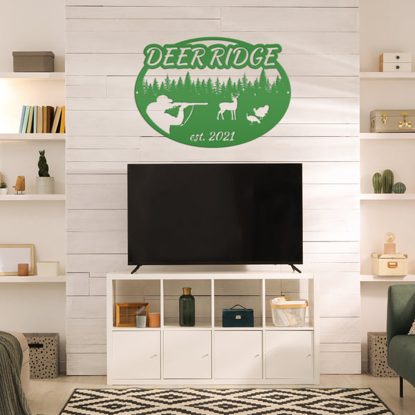 Custom Deer and Turkey Hunting Scenery Sign, Deer Sign for Shop, Hunting Metal Sign for Garage-Mancave,Fathers Day Gift, Gift for Grandpa, Deer Scene Wall Decor