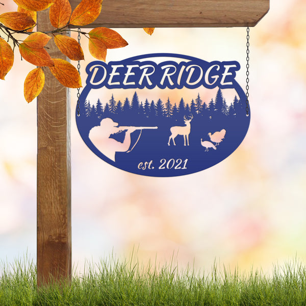 Custom Deer and Turkey Hunting Scenery Sign, Deer Sign for Shop, Hunting Metal Sign for Garage-Mancave,Fathers Day Gift, Gift for Grandpa, Deer Scene Wall Decor