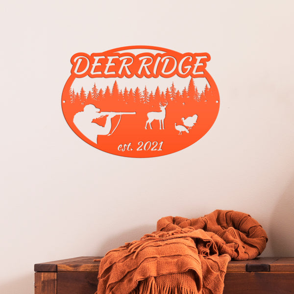 Custom Deer and Turkey Hunting Scenery Sign, Deer Sign for Shop, Hunting Metal Sign for Garage-Mancave,Fathers Day Gift, Gift for Grandpa, Deer Scene Wall Decor