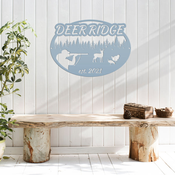 Custom Deer and Turkey Hunting Scenery Sign, Deer Sign for Shop, Hunting Metal Sign for Garage-Mancave,Fathers Day Gift, Gift for Grandpa, Deer Scene Wall Decor