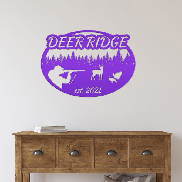 Custom Deer and Turkey Hunting Scenery Sign, Deer Sign for Shop, Hunting Metal Sign for Garage-Mancave,Fathers Day Gift, Gift for Grandpa, Deer Scene Wall Decor