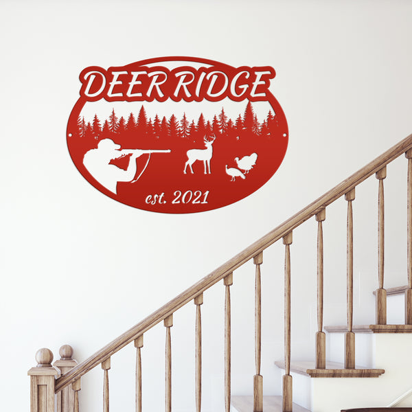 Custom Deer and Turkey Hunting Scenery Sign, Deer Sign for Shop, Hunting Metal Sign for Garage-Mancave,Fathers Day Gift, Gift for Grandpa, Deer Scene Wall Decor