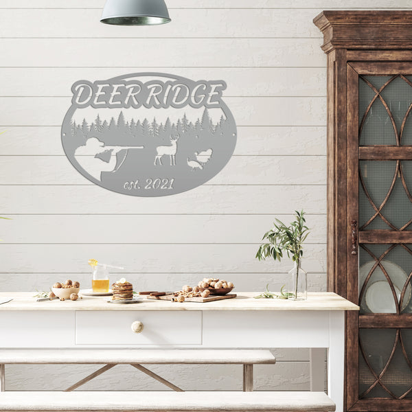 Custom Deer and Turkey Hunting Scenery Sign, Deer Sign for Shop, Hunting Metal Sign for Garage-Mancave,Fathers Day Gift, Gift for Grandpa, Deer Scene Wall Decor