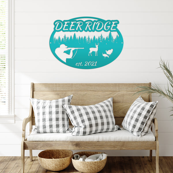 Custom Deer and Turkey Hunting Scenery Sign, Deer Sign for Shop, Hunting Metal Sign for Garage-Mancave,Fathers Day Gift, Gift for Grandpa, Deer Scene Wall Decor