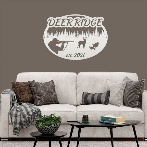 Custom Deer and Turkey Hunting Scenery Sign, Deer Sign for Shop, Hunting Metal Sign for Garage-Mancave,Fathers Day Gift, Gift for Grandpa, Deer Scene Wall Decor