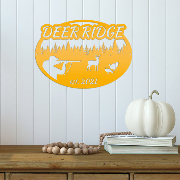 Custom Deer and Turkey Hunting Scenery Sign, Deer Sign for Shop, Hunting Metal Sign for Garage-Mancave,Fathers Day Gift, Gift for Grandpa, Deer Scene Wall Decor