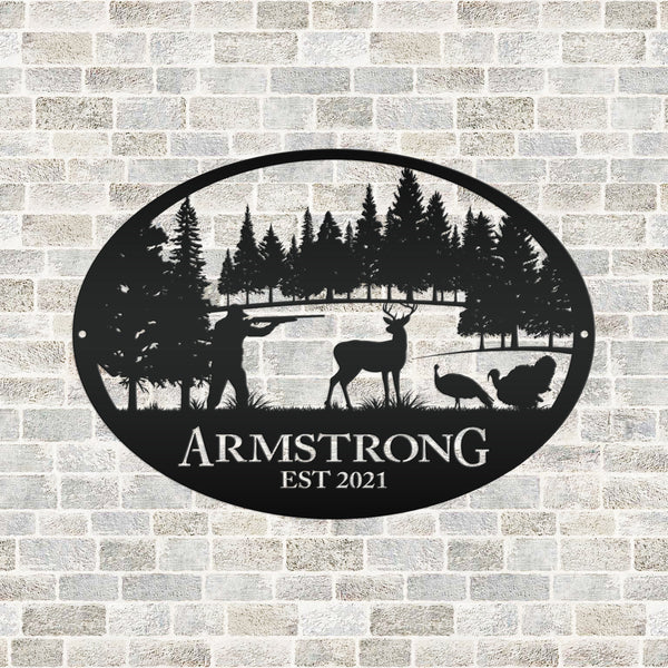 Personalized Turkey and Deer Hunting Scene Sign-Custom Turkey Hunting Sign-Turkey Hunting Themed Decor