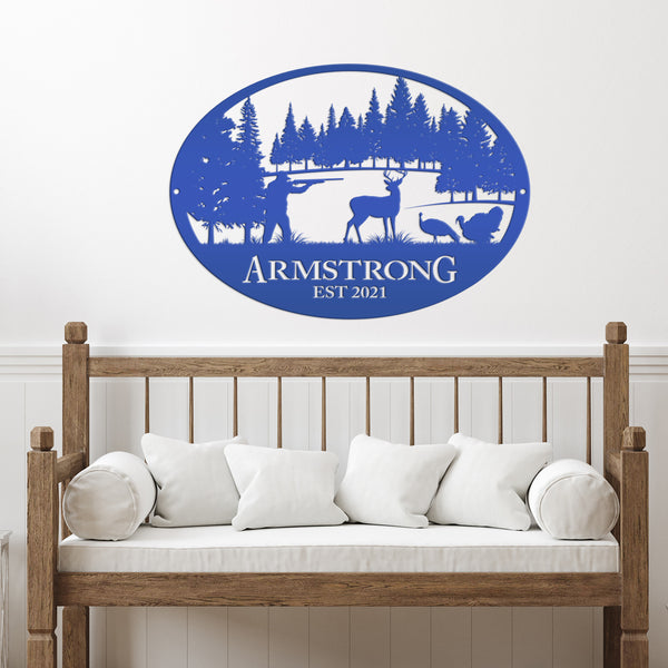 Personalized Turkey and Deer Hunting Scene Sign-Custom Turkey Hunting Sign-Turkey Hunting Themed Decor