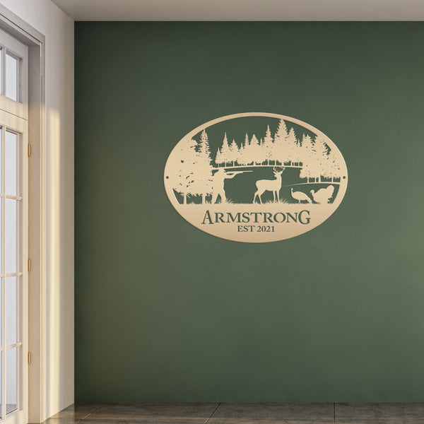 Personalized Turkey and Deer Hunting Scene Sign-Custom Turkey Hunting Sign-Turkey Hunting Themed Decor