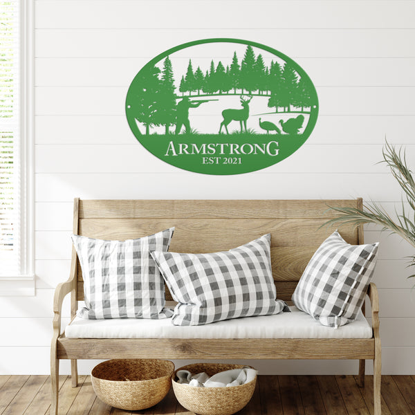 Personalized Turkey and Deer Hunting Scene Sign-Custom Turkey Hunting Sign-Turkey Hunting Themed Decor