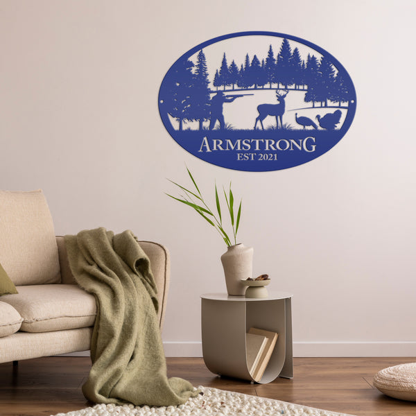 Personalized Turkey and Deer Hunting Scene Sign-Custom Turkey Hunting Sign-Turkey Hunting Themed Decor