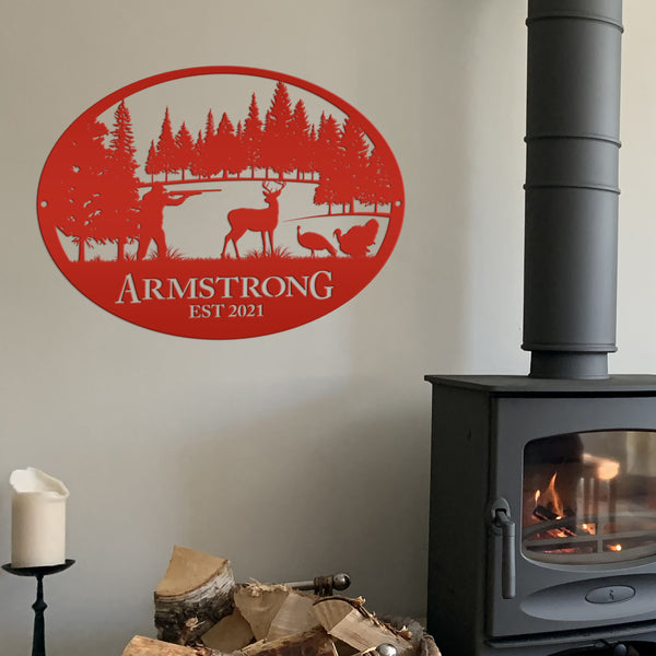 Personalized Turkey and Deer Hunting Scene Sign-Custom Turkey Hunting Sign-Turkey Hunting Themed Decor