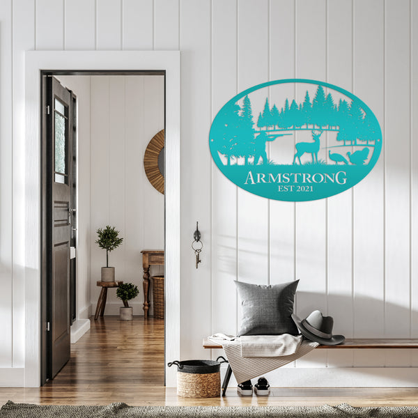 Personalized Turkey and Deer Hunting Scene Sign-Custom Turkey Hunting Sign-Turkey Hunting Themed Decor