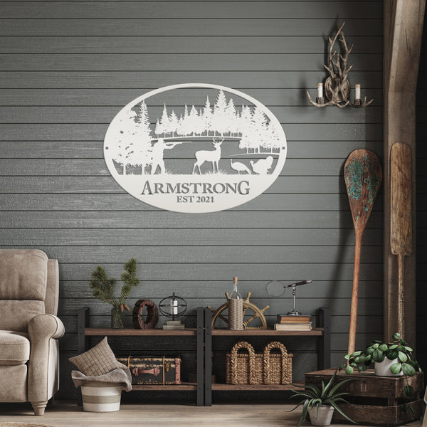 Personalized Turkey and Deer Hunting Scene Sign-Custom Turkey Hunting Sign-Turkey Hunting Themed Decor