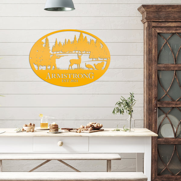 Personalized Turkey and Deer Hunting Scene Sign-Custom Turkey Hunting Sign-Turkey Hunting Themed Decor