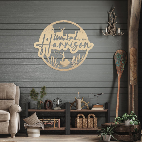 Deer Hunting Scene Wall Art, Deer Decor, Cabin Decor, Fathers Day Gift , Deer Hunter Gift
