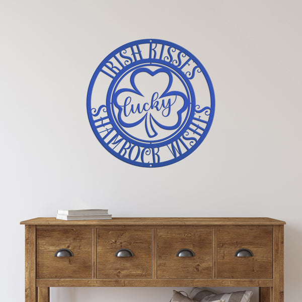 Irish Kisses Shamrock Wishes St. Patrick's Day Metal Sign - St. Patty's Day