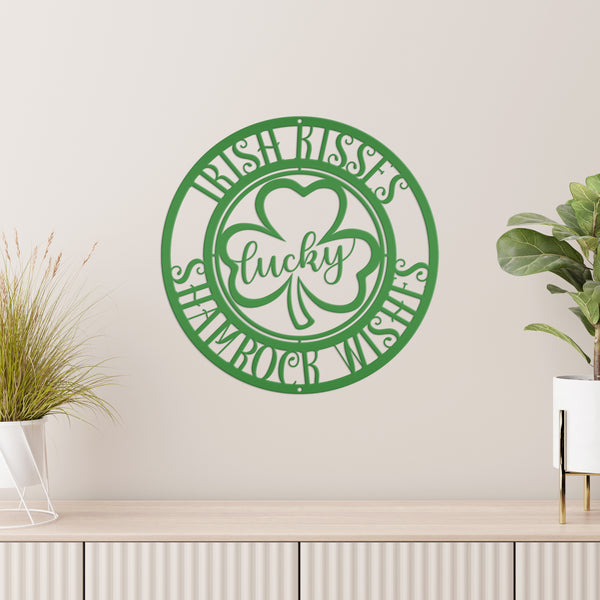 Irish Kisses Shamrock Wishes St. Patrick's Day Metal Sign - St. Patty's Day