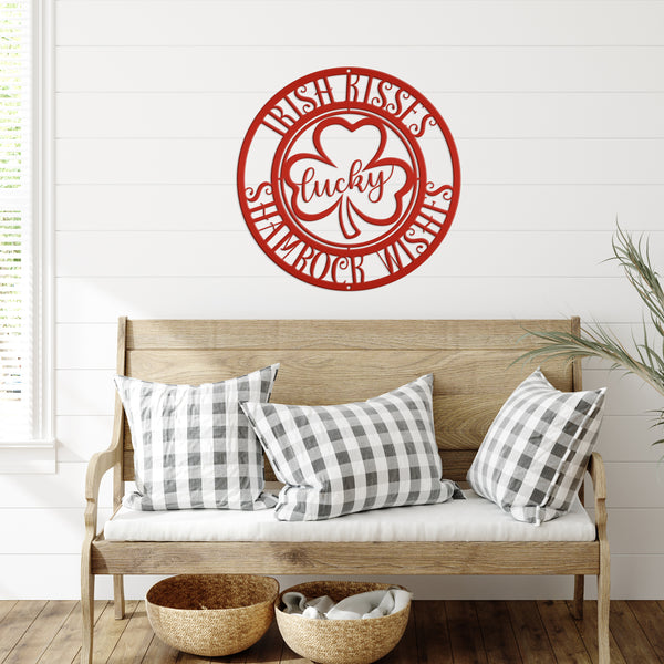 Irish Kisses Shamrock Wishes St. Patrick's Day Metal Sign - St. Patty's Day