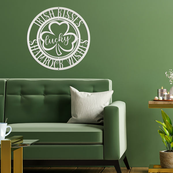 Irish Kisses Shamrock Wishes St. Patrick's Day Metal Sign - St. Patty's Day