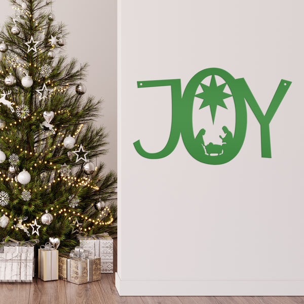 Joy Nativity Christmas Metal Sign