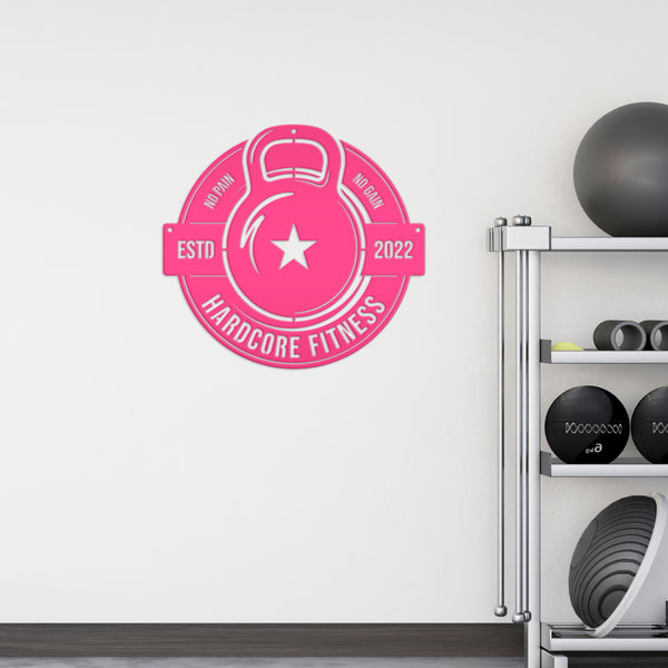 Personalized Gym Name with Established Date Kettlebell Metal Sign-Home Gym Sign-Gym Sign-Weight Room Sign