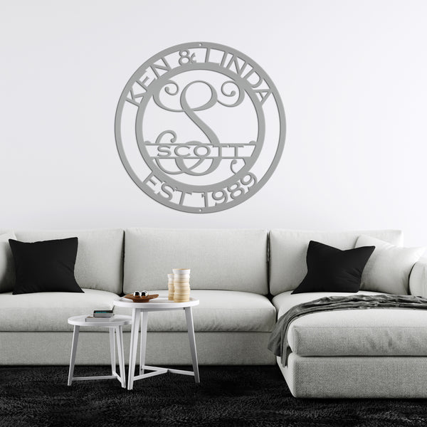 Personalized Name-Initial-Last Name Metal Sign, Name Sign for Home Decor, Name Metal Sign, Name and Initial Wall Decor