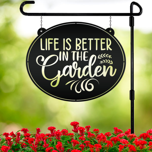 Metal Garden Sign , Life is Better In The Garden, Gardener Gift, Floral Garden Sign, Flower Garden Wall Art, Garden Art