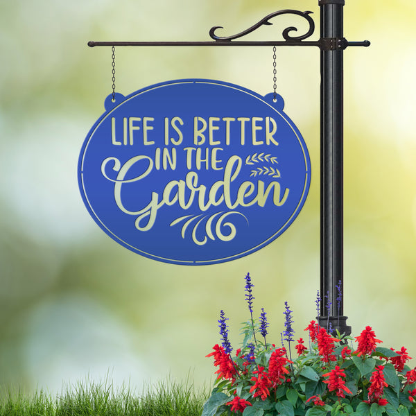 Metal Garden Sign , Life is Better In The Garden, Gardener Gift, Floral Garden Sign, Flower Garden Wall Art, Garden Art