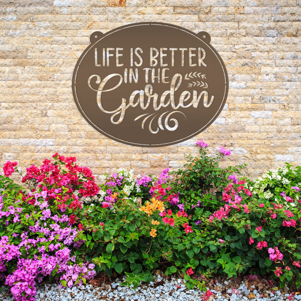 Metal Garden Sign , Life is Better In The Garden, Gardener Gift, Floral Garden Sign, Flower Garden Wall Art, Garden Art