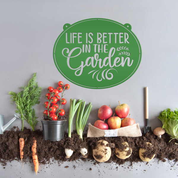 Metal Garden Sign , Life is Better In The Garden, Gardener Gift, Floral Garden Sign, Flower Garden Wall Art, Garden Art