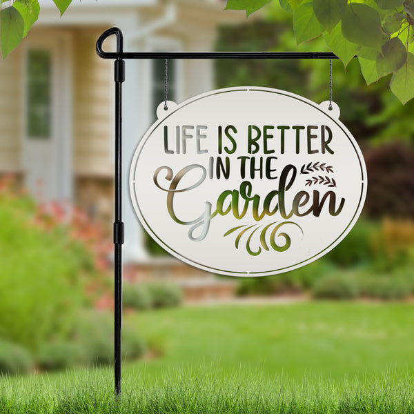 Metal Garden Sign , Life is Better In The Garden, Gardener Gift, Floral Garden Sign, Flower Garden Wall Art, Garden Art