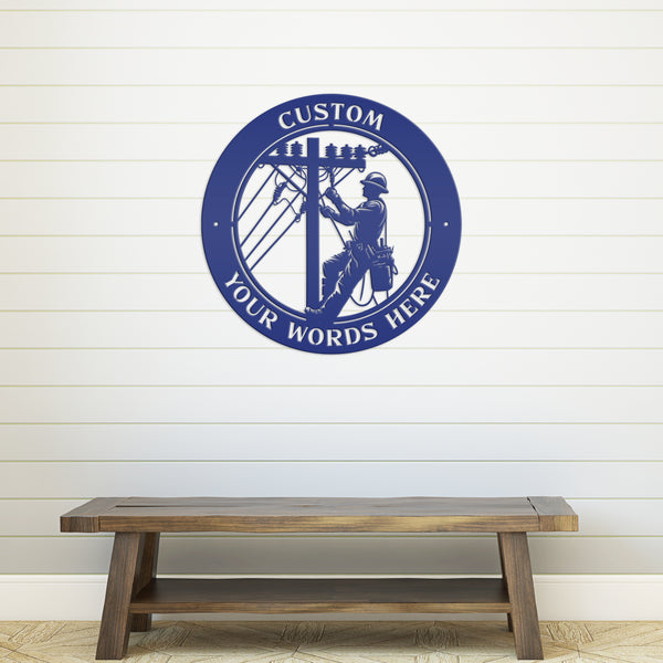 Custom Lineman Metal Sign - Personalized Gift for Linemen - Unique Front Porch Decor - Outdoor Laser Cut Wall Art - Customized Door Hanger