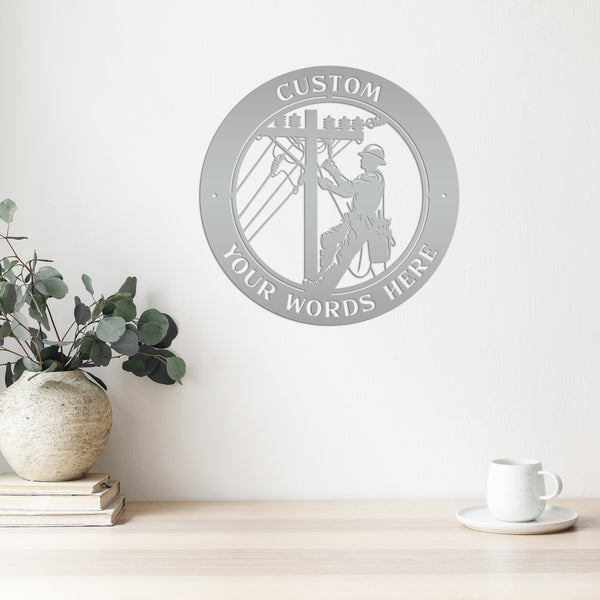 Custom Lineman Metal Sign - Personalized Gift for Linemen - Unique Front Porch Decor - Outdoor Laser Cut Wall Art - Customized Door Hanger