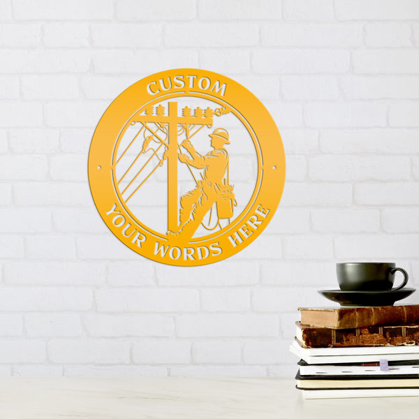 Custom Lineman Metal Sign - Personalized Gift for Linemen - Unique Front Porch Decor - Outdoor Laser Cut Wall Art - Customized Door Hanger