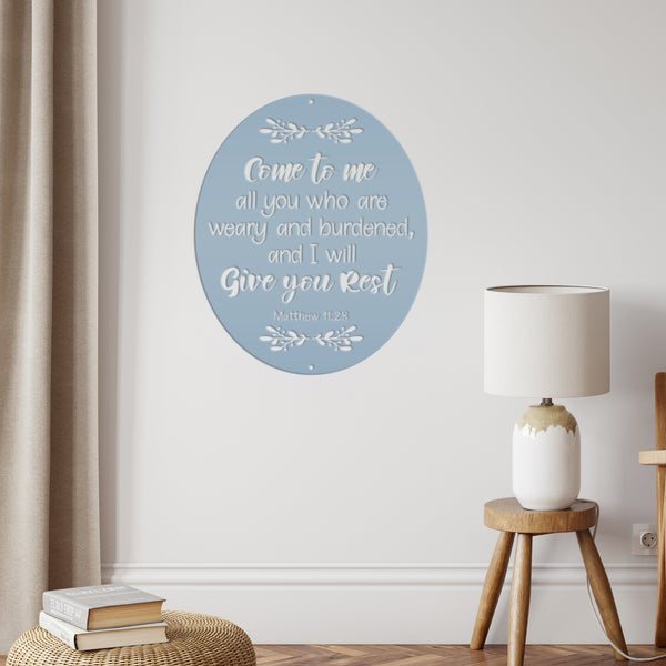 Bible Verse Christian Metal Sign - Christian Wall Art - Matthew 11-Religious-Christian Home decor-Wall Decor-Wall Art