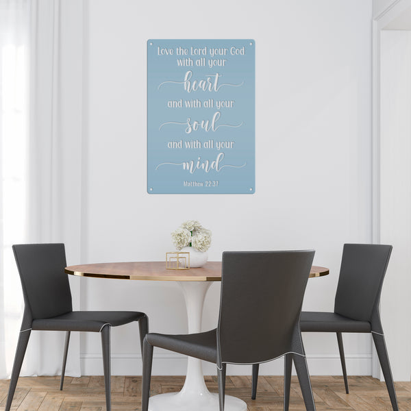 Christian Bible Verse Metal Sign - Religious Home Decor - Matthew 22 - Farmhouse Wall Hanging - Inspirational Jesus Art - Christian Gifts