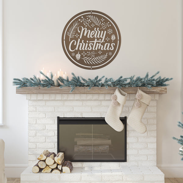 Decorative Merry Christmas Sign, Metal Christmas Decor