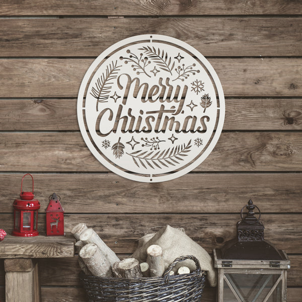 Decorative Merry Christmas Sign, Metal Christmas Decor