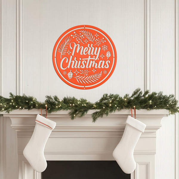 Decorative Merry Christmas Sign, Metal Christmas Decor