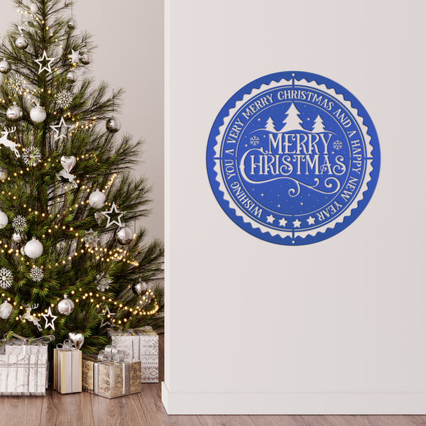 Decorative Merry Christmas and Happy New Year Metal Sign - Holiday Decor