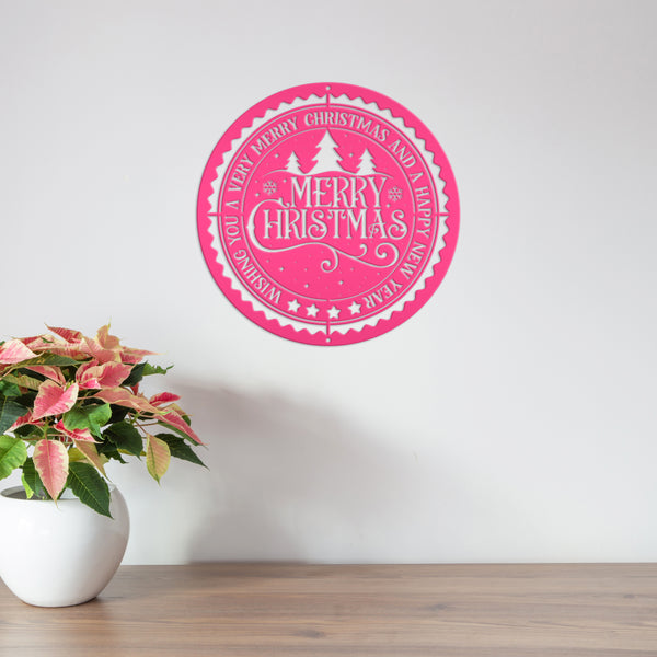 Decorative Merry Christmas and Happy New Year Metal Sign - Holiday Decor