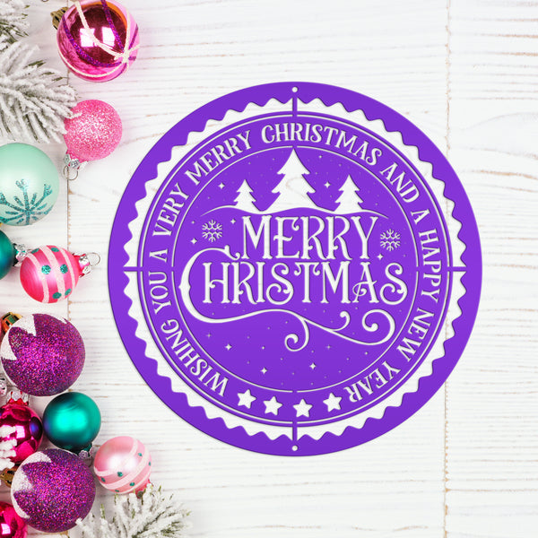 Decorative Merry Christmas and Happy New Year Metal Sign - Holiday Decor