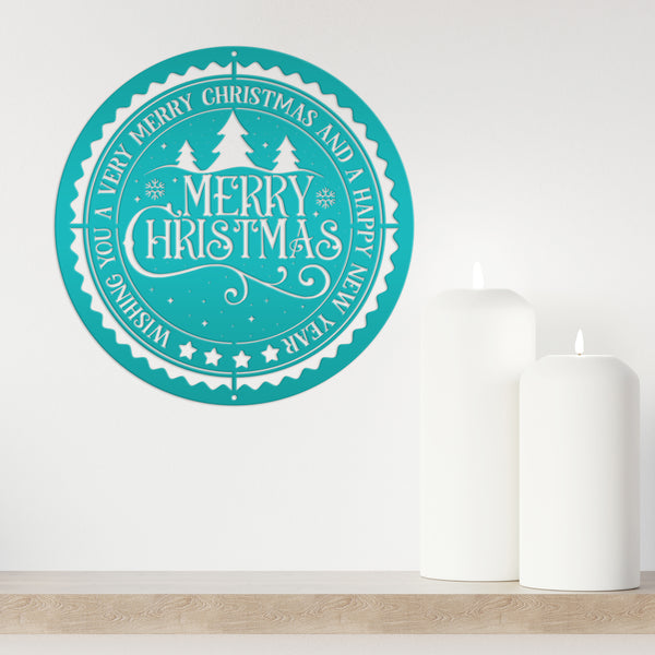 Decorative Merry Christmas and Happy New Year Metal Sign - Holiday Decor