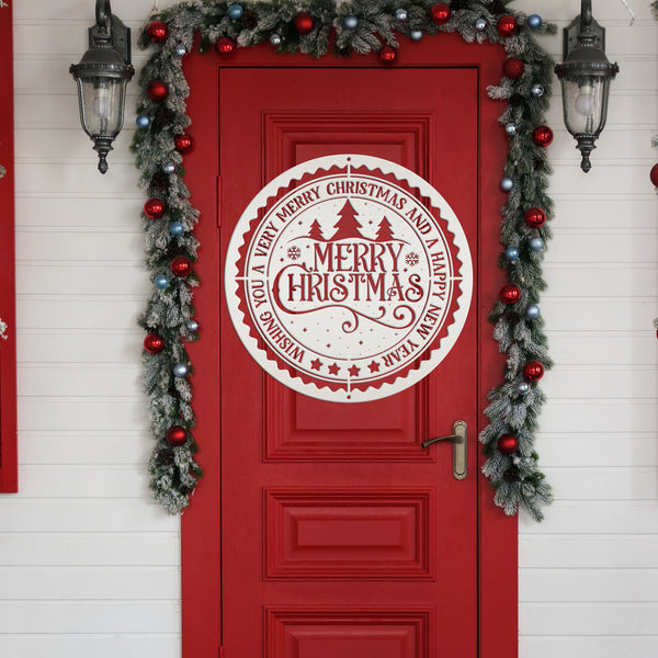 Decorative Merry Christmas and Happy New Year Metal Sign - Holiday Decor