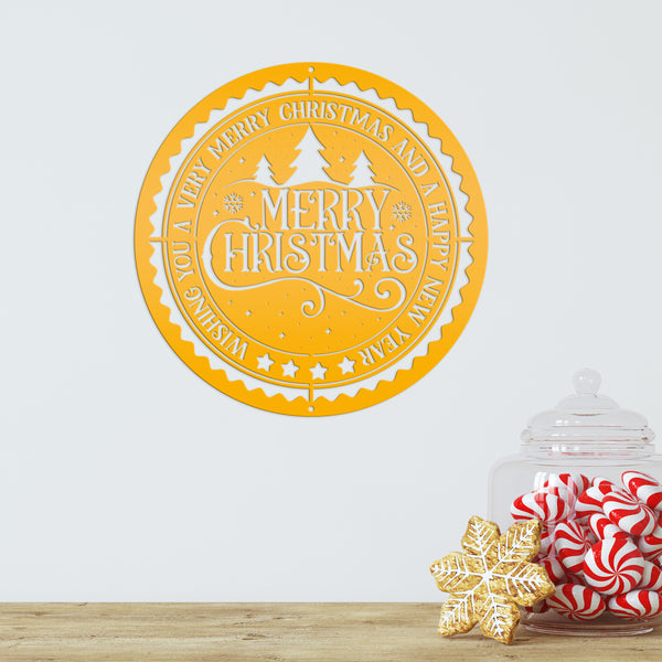 Decorative Merry Christmas and Happy New Year Metal Sign - Holiday Decor