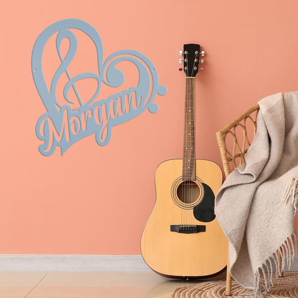 Metal Music Note Sign for the Music Lover, Custom Music Heart with Name, Unique Music Teacher or Student Gift Idea, Cute Personalized Signs